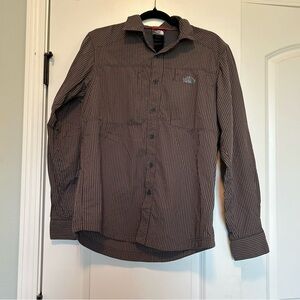 THE NORTH FACE pin-strip brown dress shirt